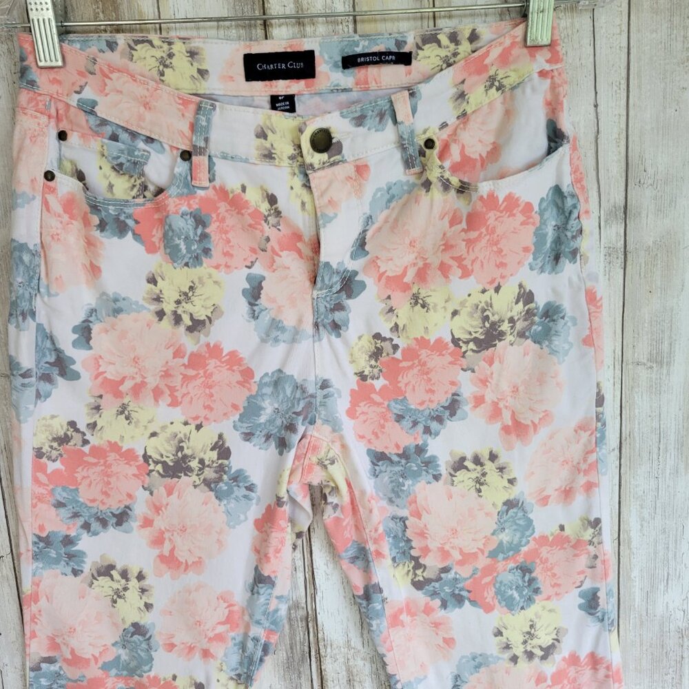 Charter Club Bristol Floral Capri Jeans Sz 6P - Picture 6 of 9